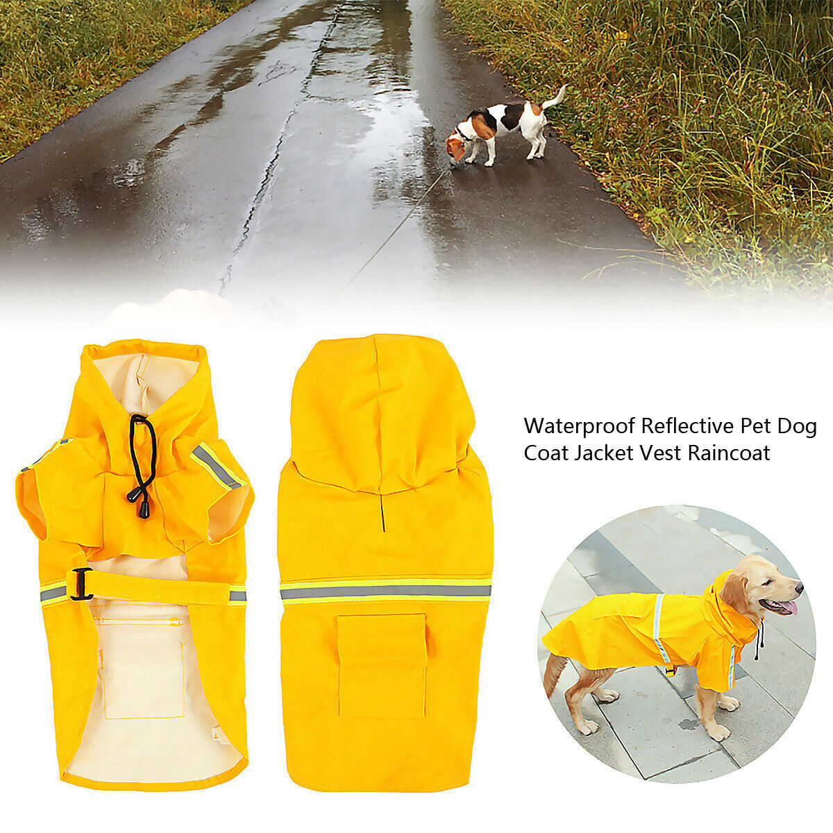 Waterproof Reflective Dog Raincoat with Hood - Elibark Dog Supplies