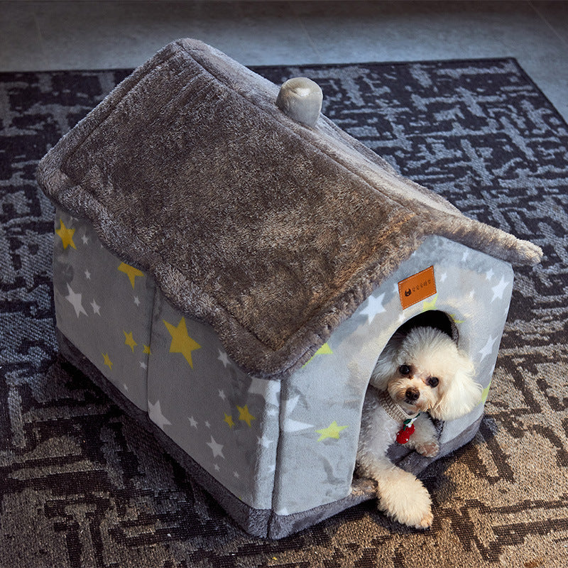 Foldable Pet Cave Bed – Warm, Enclosed Dog Nest - Elibark Dog Supplies