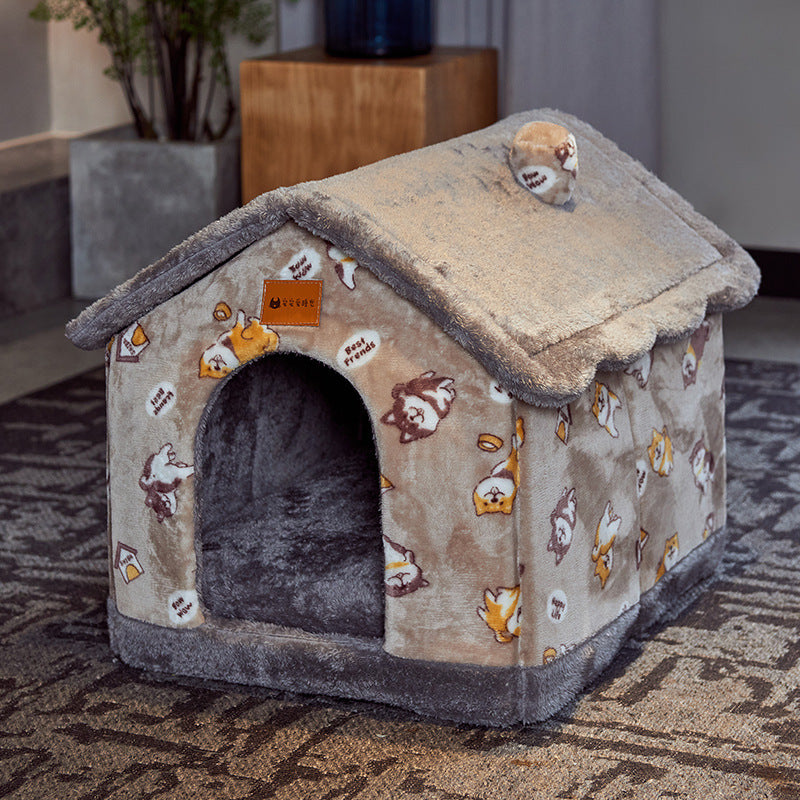 Foldable Pet Cave Bed – Warm, Enclosed Dog Nest - Elibark Dog Supplies