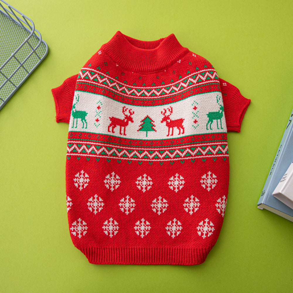 Christmas Dog Sweater – Cute Tree & Elk Holiday Design - Elibark Dog Supplies