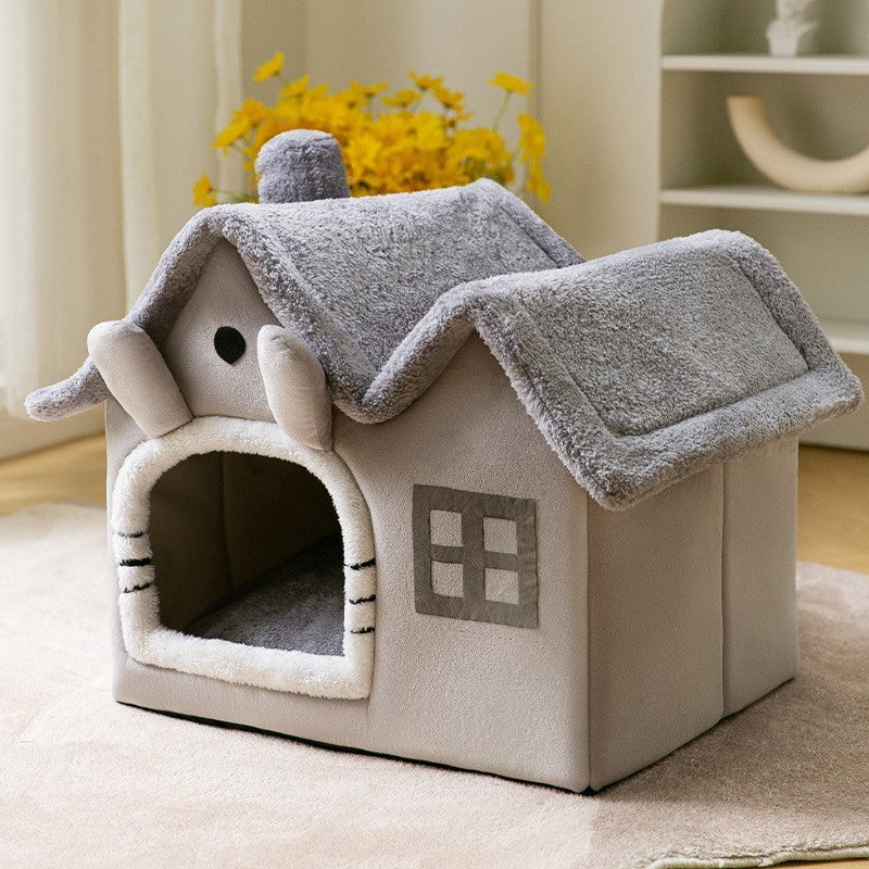 Foldable Pet Cave Bed – Warm, Enclosed Dog Nest - Elibark Dog Supplies