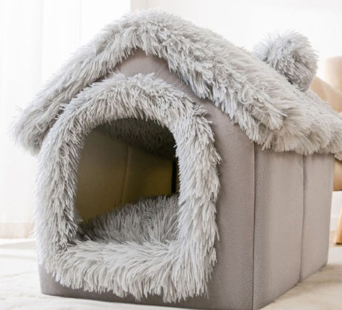 Foldable Pet Cave Bed – Warm, Enclosed Dog Nest - Elibark Dog Supplies