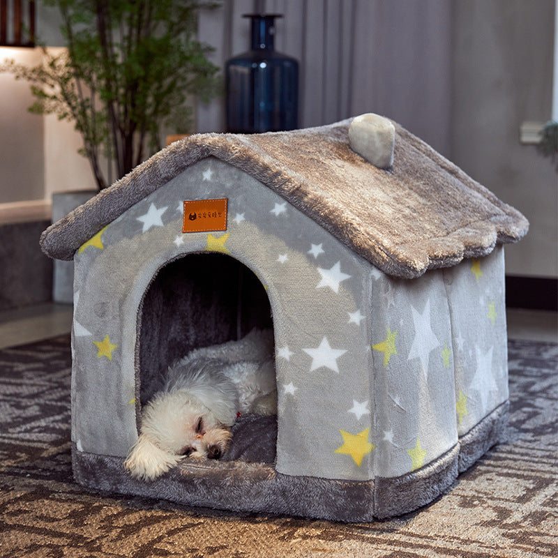 Foldable Pet Cave Bed – Warm, Enclosed Dog Nest - Elibark Dog Supplies