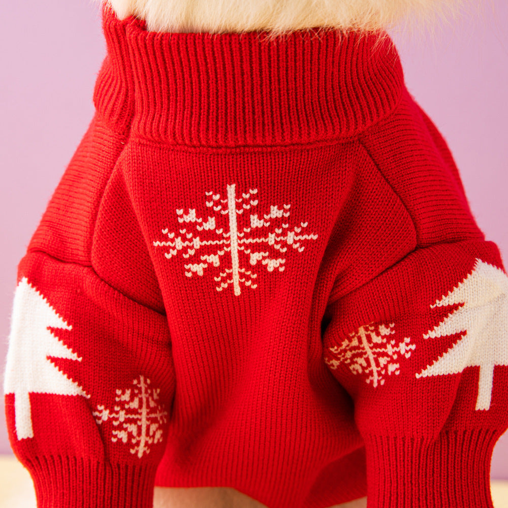 Christmas Dog Sweater – Cute Tree & Elk Holiday Design - Elibark Dog Supplies