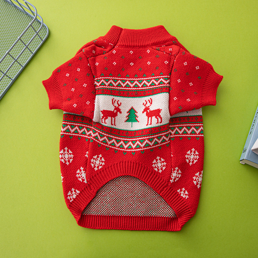 Christmas Dog Sweater – Cute Tree & Elk Holiday Design - Elibark Dog Supplies