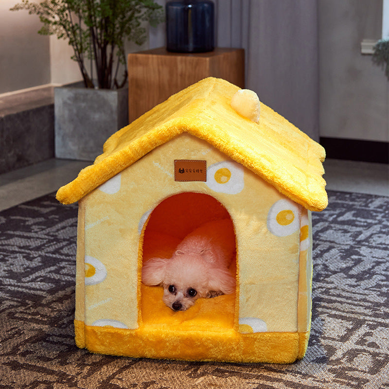 Foldable Pet Cave Bed – Warm, Enclosed Dog Nest - Elibark Dog Supplies