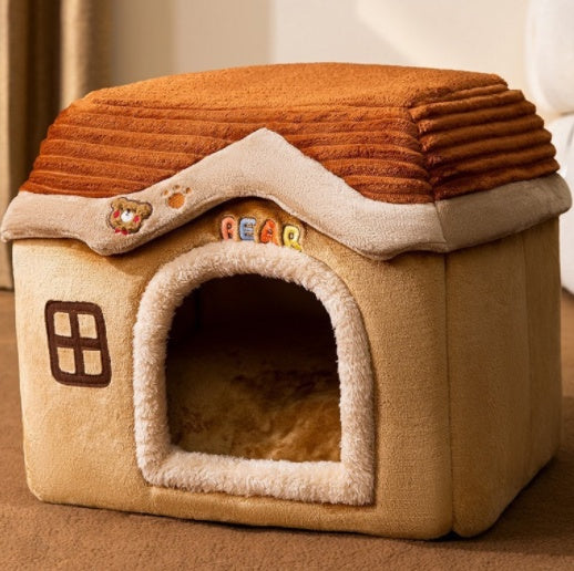 Foldable Pet Cave Bed – Warm, Enclosed Dog Nest - Elibark Dog Supplies
