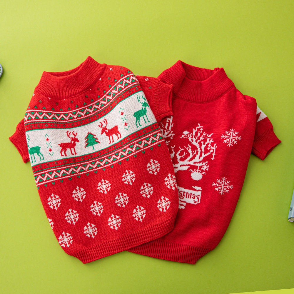 Christmas Dog Sweater – Cute Tree & Elk Holiday Design - Elibark Dog Supplies