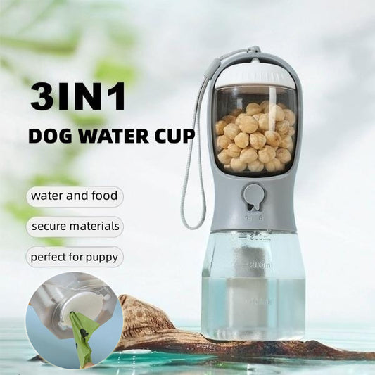 3-in-1 Dog Travel Cup – Water, Food & Waste Bag Dispenser - Elibark Dog Supplies