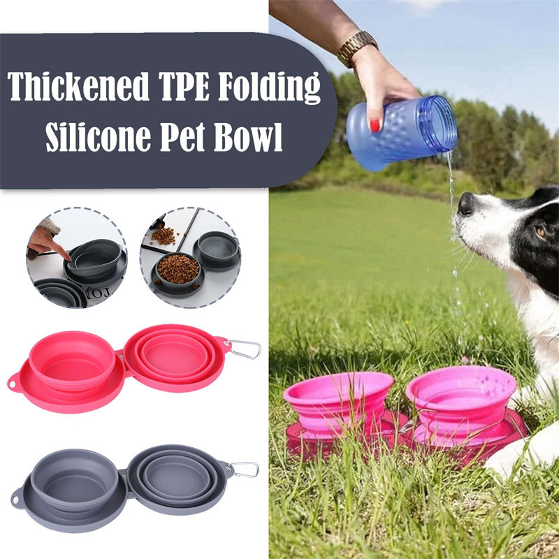 Foldable Double Dog Bowl – Portable & Durable Feeding Set - Elibark Dog Supplies