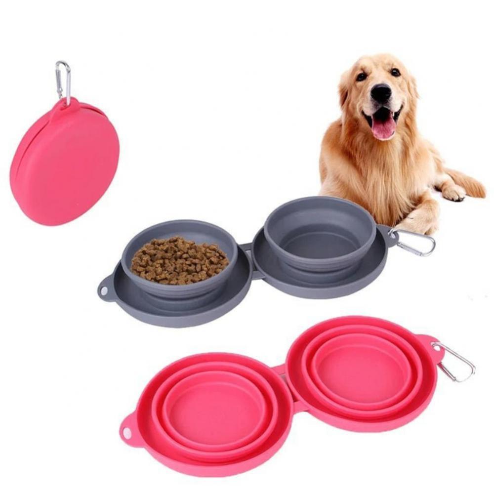 Foldable Double Dog Bowl – Portable & Durable Feeding Set - Elibark Dog Supplies