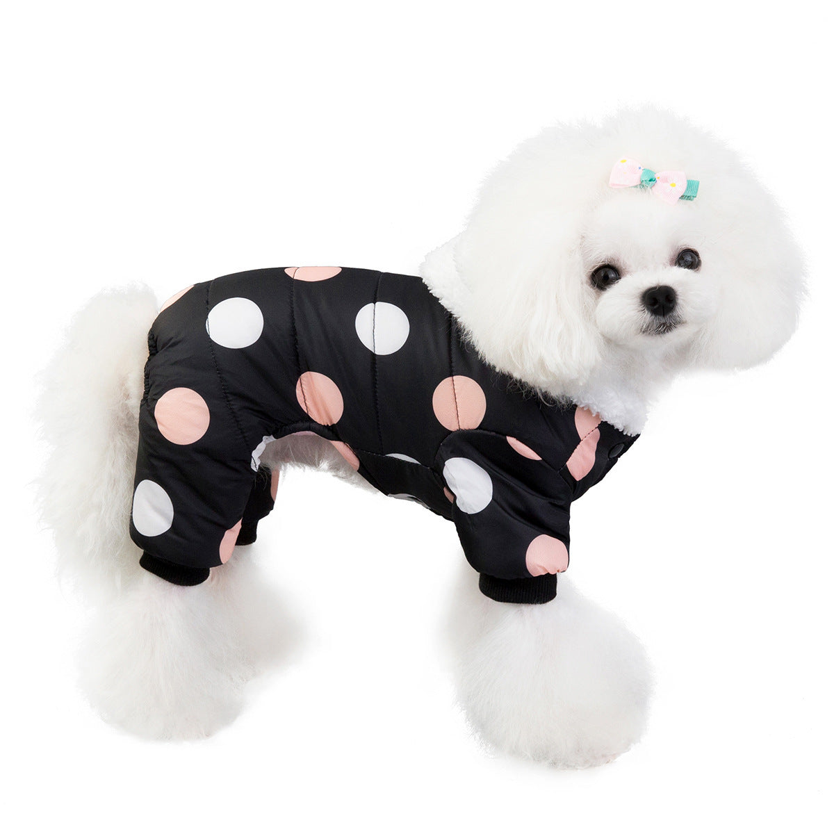 Cozy Polka Dot Cotton Pet Coat – Four-Leg Warmth - Elibark Dog Supplies