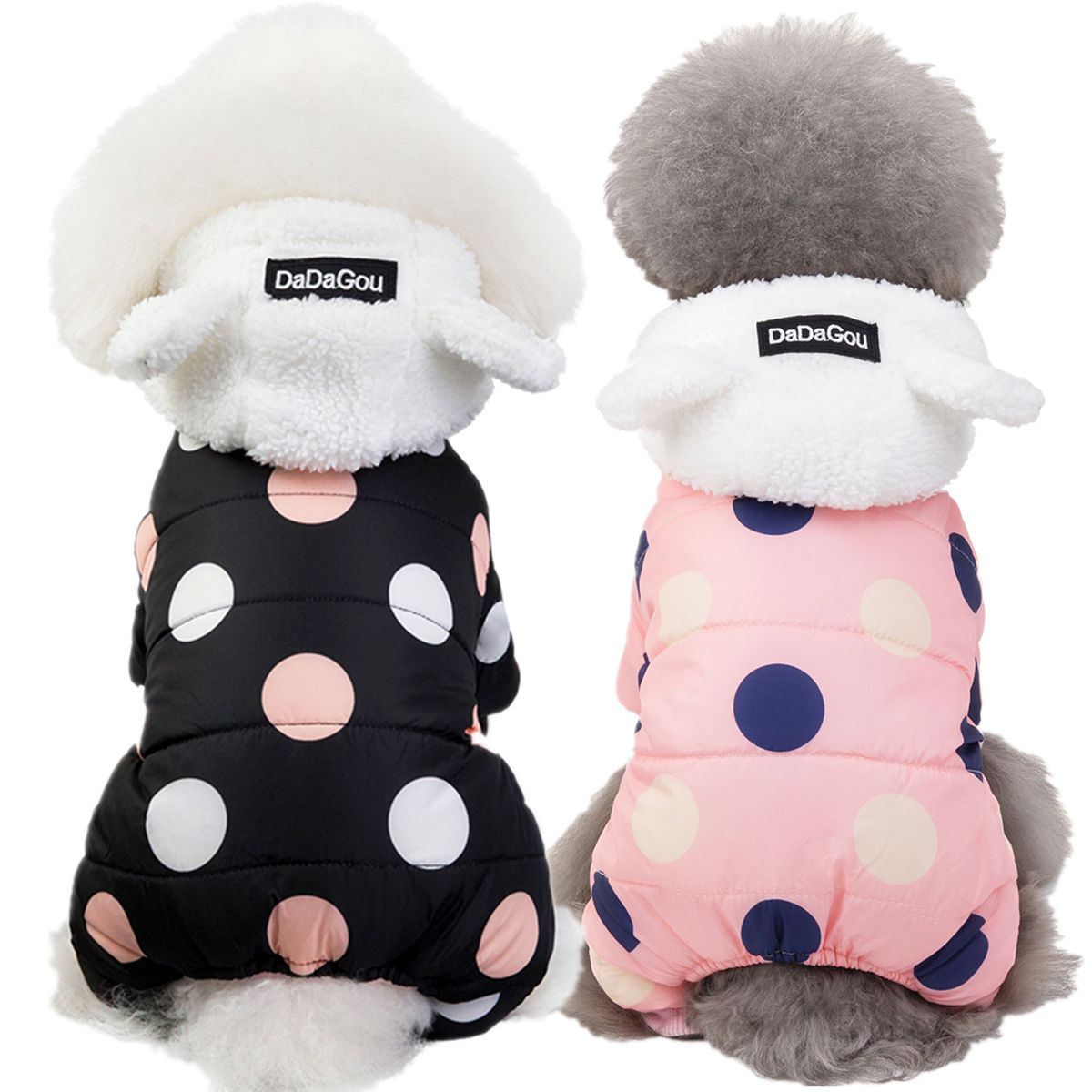 Cozy Polka Dot Cotton Pet Coat – Four-Leg Warmth - Elibark Dog Supplies