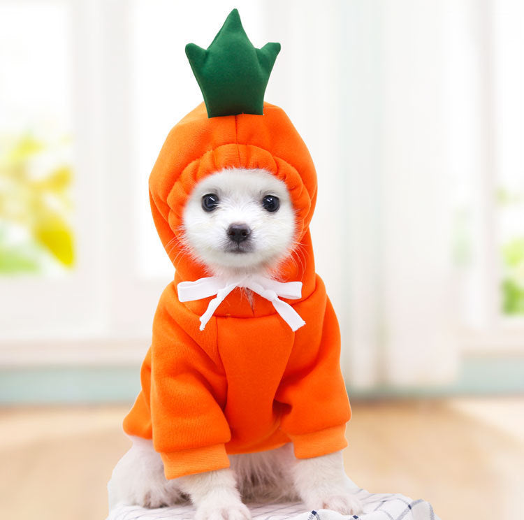 Cute Fruit Dog Hoodie – Warm Fleece Outfit for Small Pets - Elibark Dog Supplies