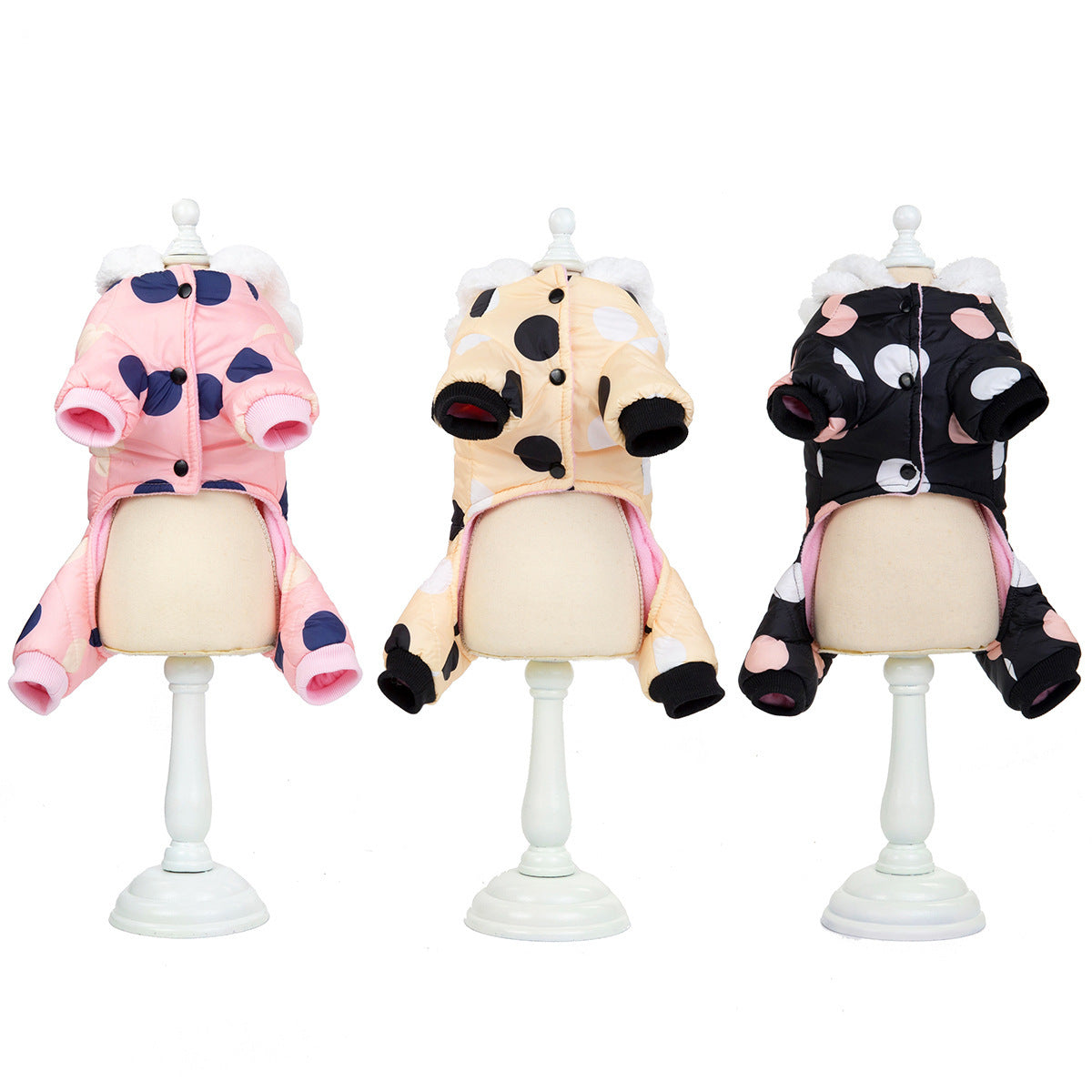 Cozy Polka Dot Cotton Pet Coat – Four-Leg Warmth - Elibark Dog Supplies