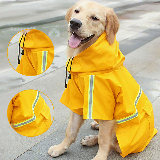Waterproof Reflective Dog Raincoat with Hood - Elibark Dog Supplies