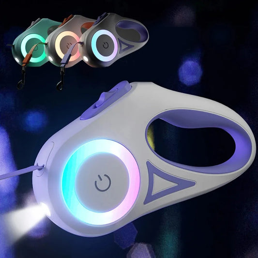 NightGlow Retractable Dog Leash with LED Light - Elibark Dog Supplies