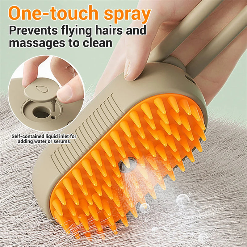 3-in-1 Steam Pet Brush – Groom, De-Shed & Massage - Elibark Dog Supplies