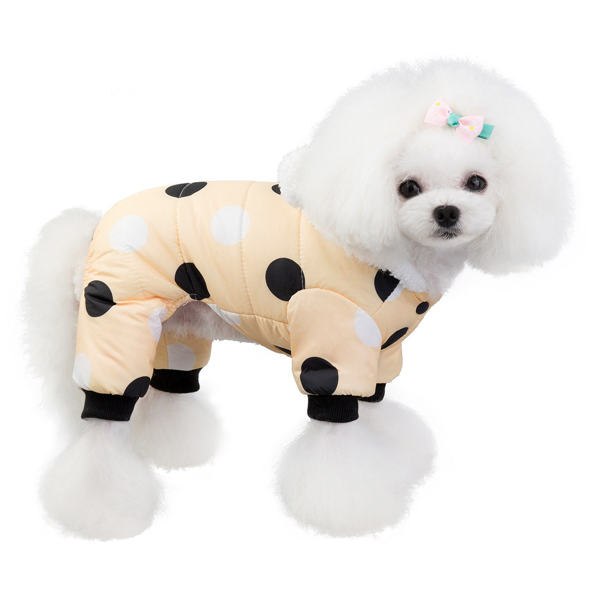 Cozy Polka Dot Cotton Pet Coat – Four-Leg Warmth - Elibark Dog Supplies