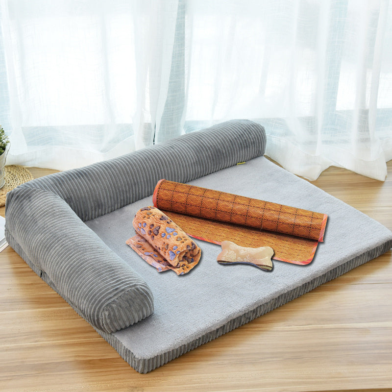 Corduroy Pet Sofa – Cozy Bed for Small to Large Pets - Elibark Dog Supplies