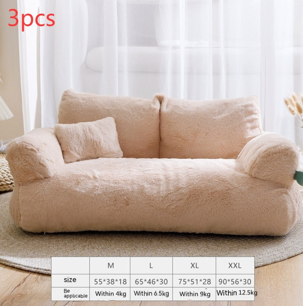 Warm Flannel Dog Sofa Bed – Cozy Kennel for Medium & Large Dogs - Elibark Dog Supplies