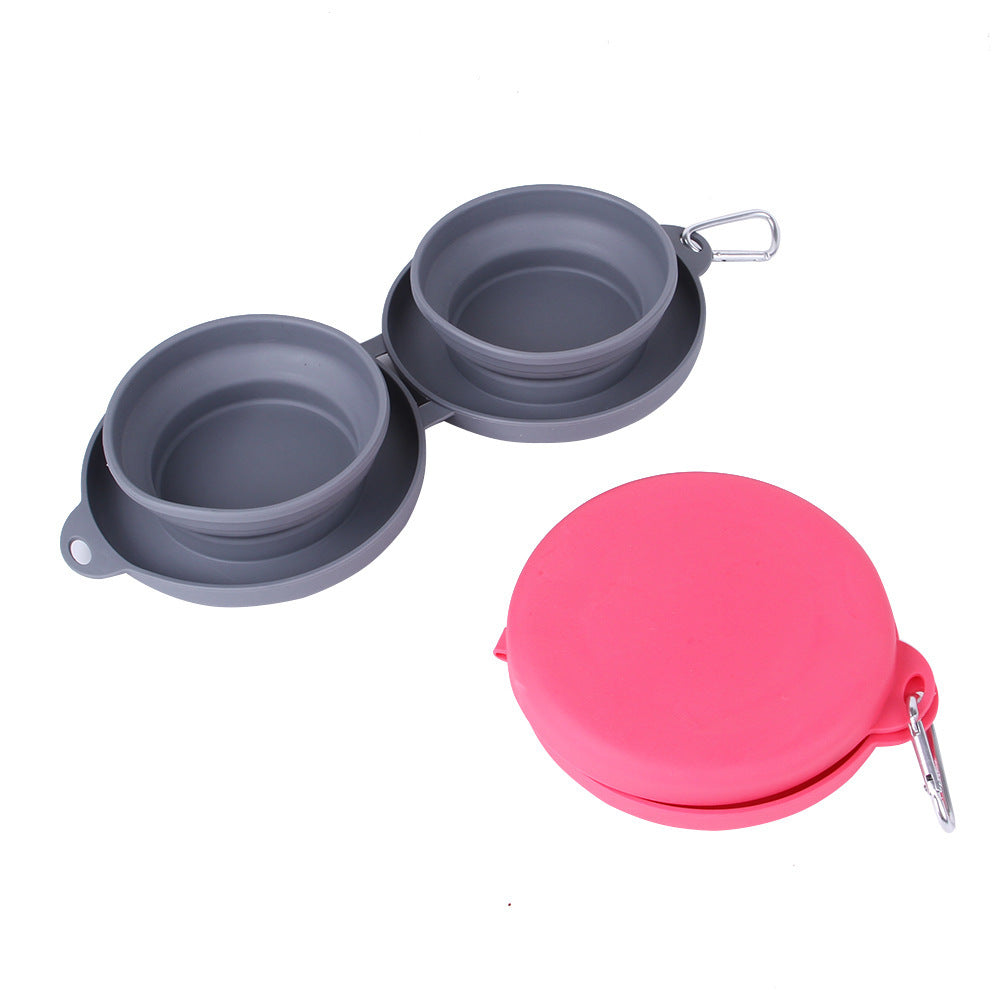 Foldable Double Dog Bowl – Portable & Durable Feeding Set - Elibark Dog Supplies