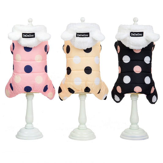 Cozy Polka Dot Cotton Pet Coat – Four-Leg Warmth - Elibark Dog Supplies
