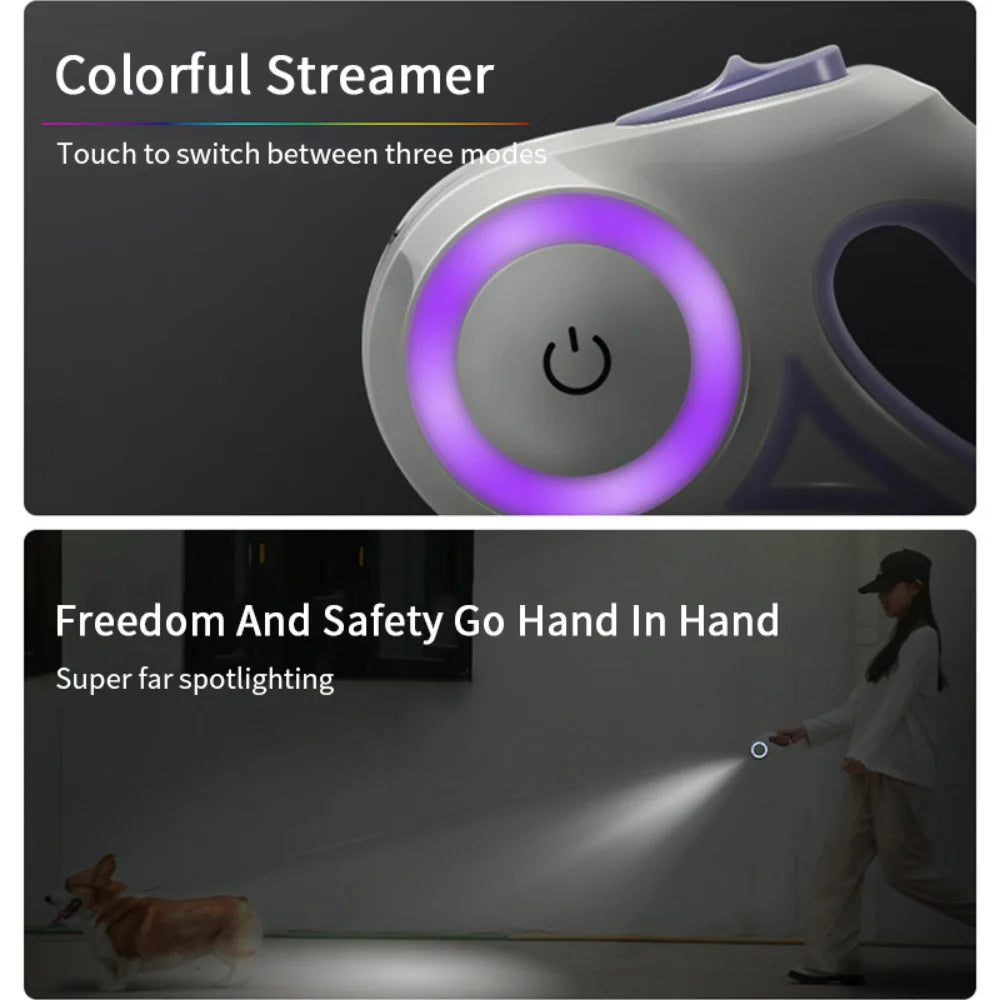 NightGlow Retractable Dog Leash with LED Light - Elibark Dog Supplies