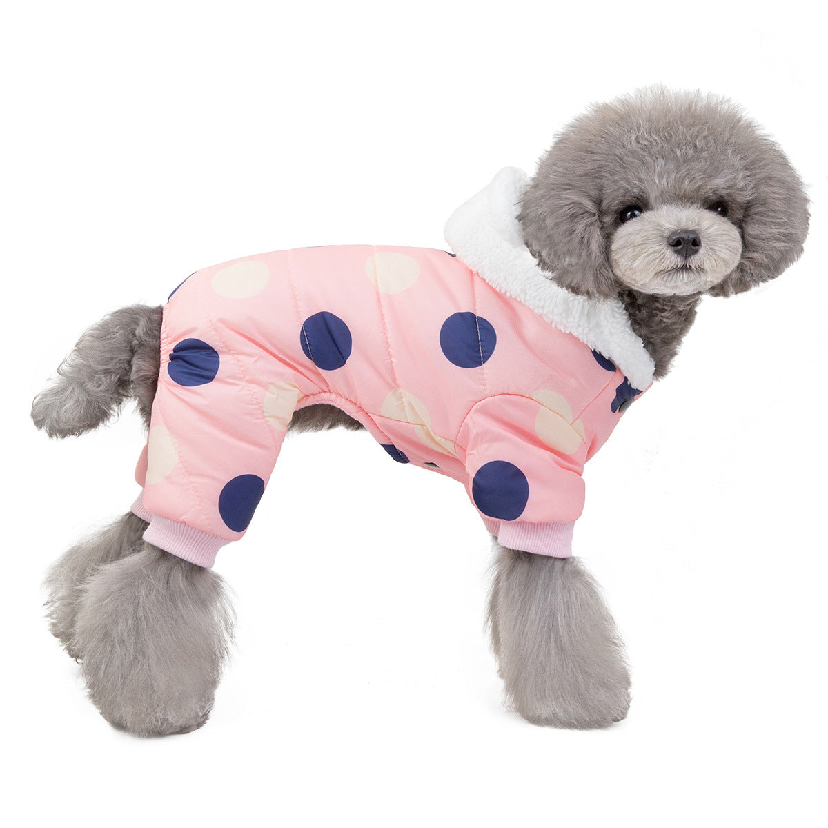 Cozy Polka Dot Cotton Pet Coat – Four-Leg Warmth - Elibark Dog Supplies