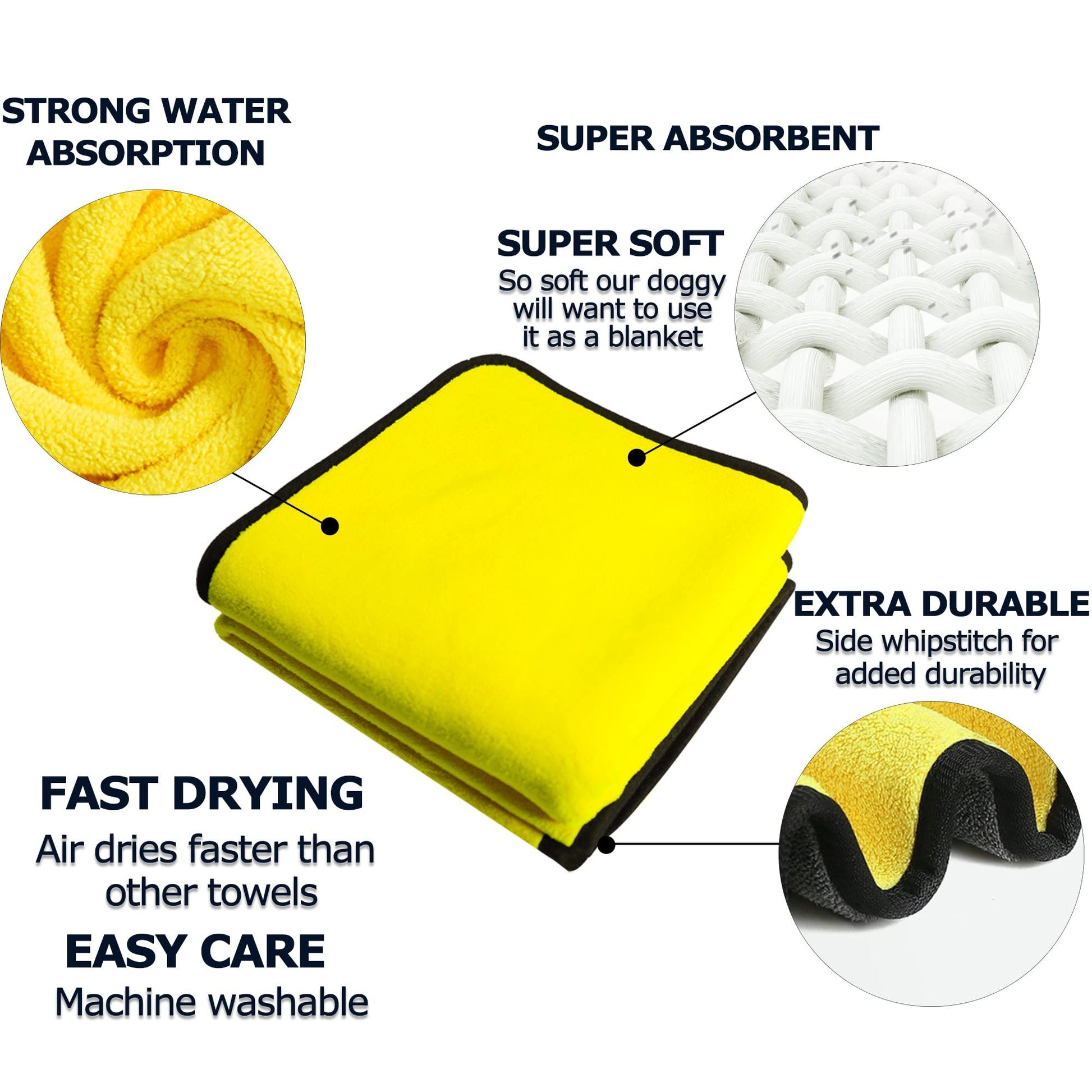 Super Absorbent Microfiber Dog Towel – Soft & Quick-Drying - Elibark Dog Supplies