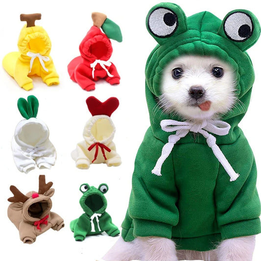 Cute Fruit Dog Hoodie – Warm Fleece Outfit for Small Pets - Elibark Dog Supplies