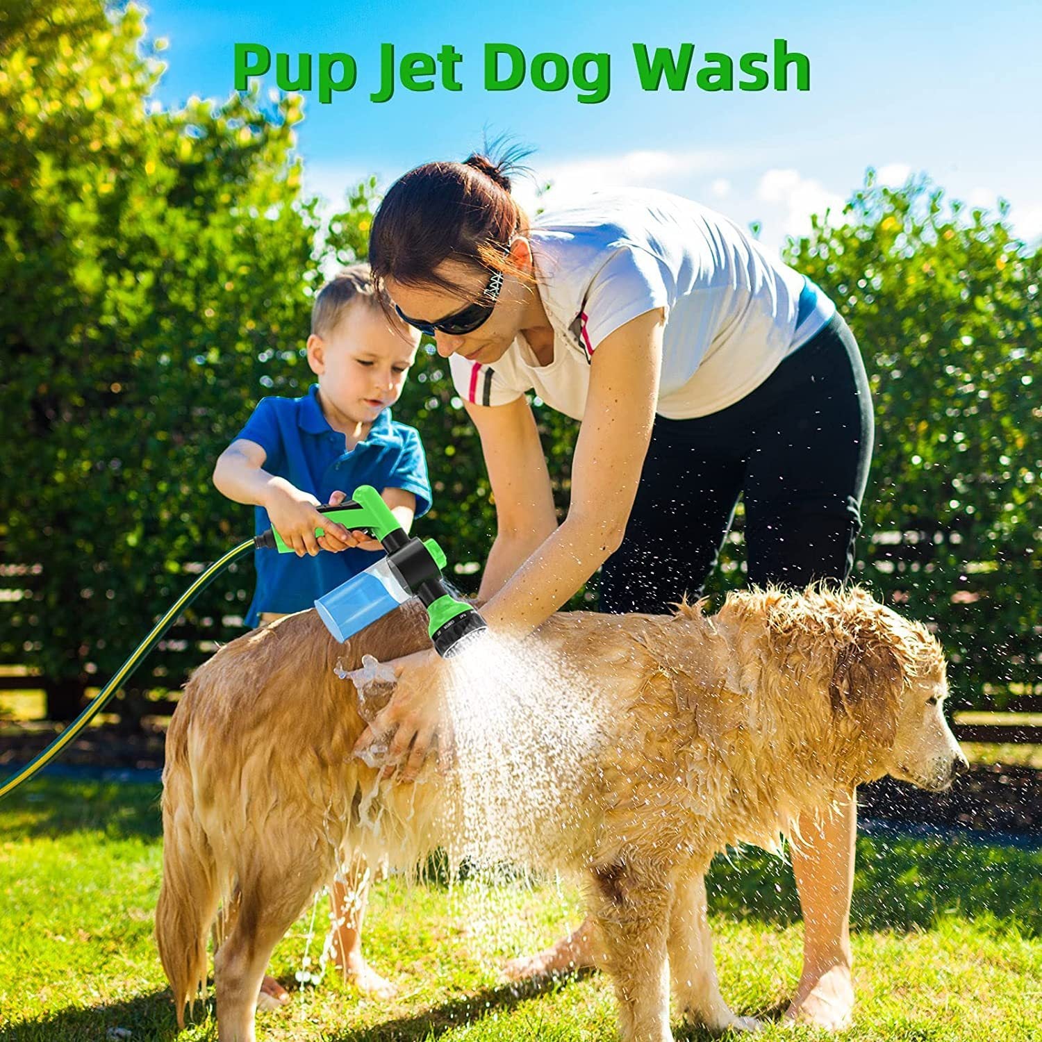 High-Pressure Dog Shower Sprayer & Grooming Brush - Elibark Dog Supplies