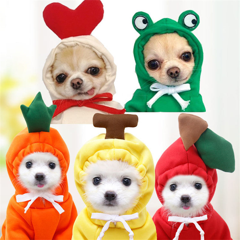 Cute Fruit Dog Hoodie – Warm Fleece Outfit for Small Pets - Elibark Dog Supplies