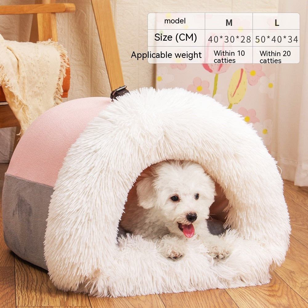 Cozy Portable Pet Nest – Warm Dog & Cat Bed for Winter - Elibark Dog Supplies