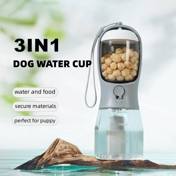3-in-1 Dog Travel Cup – Water, Food & Waste Bag Dispenser - Elibark Dog Supplies