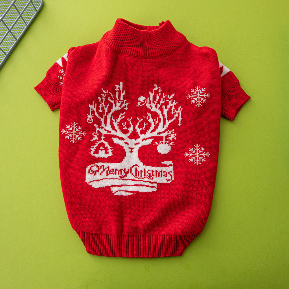 Christmas Dog Sweater – Cute Tree & Elk Holiday Design - Elibark Dog Supplies