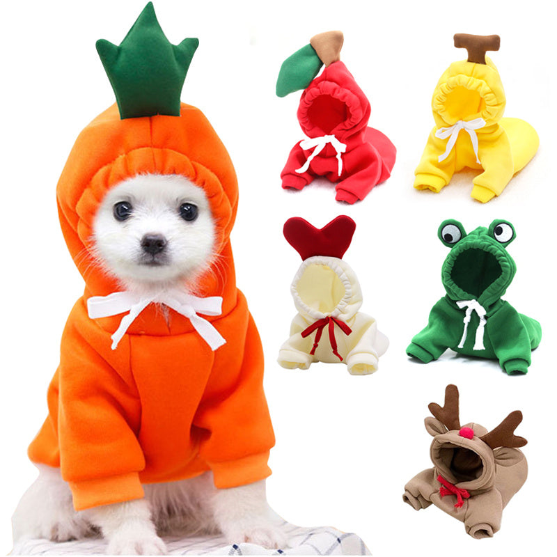 Cute Fruit Dog Hoodie – Warm Fleece Outfit for Small Pets - Elibark Dog Supplies