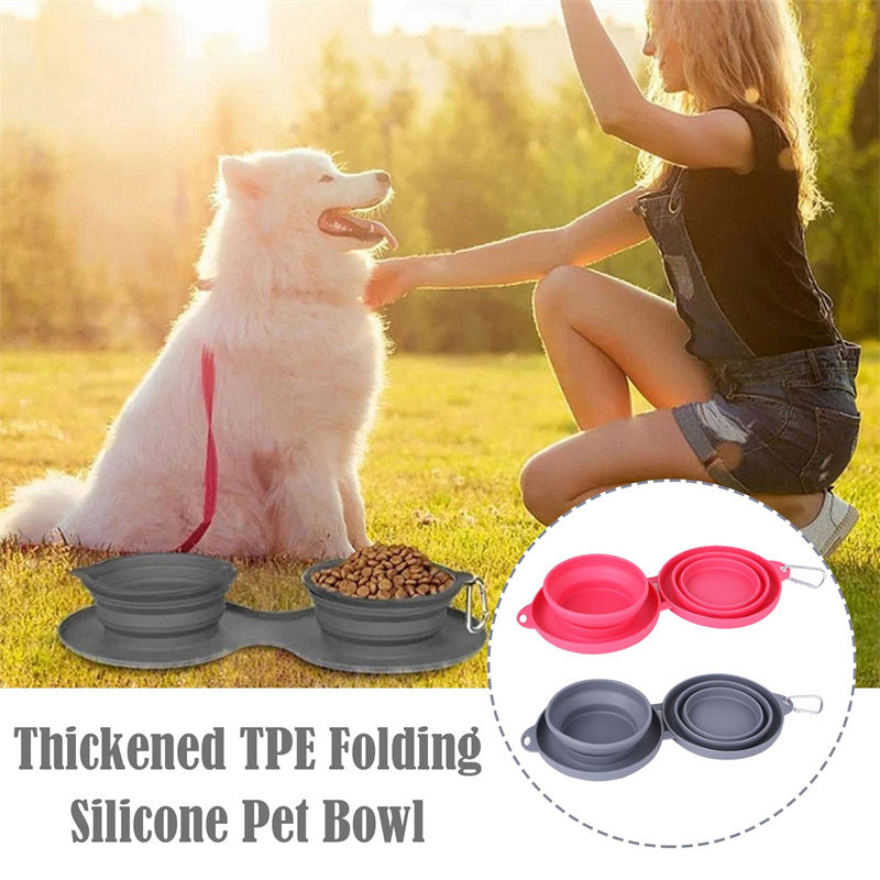 Foldable Double Dog Bowl – Portable & Durable Feeding Set - Elibark Dog Supplies