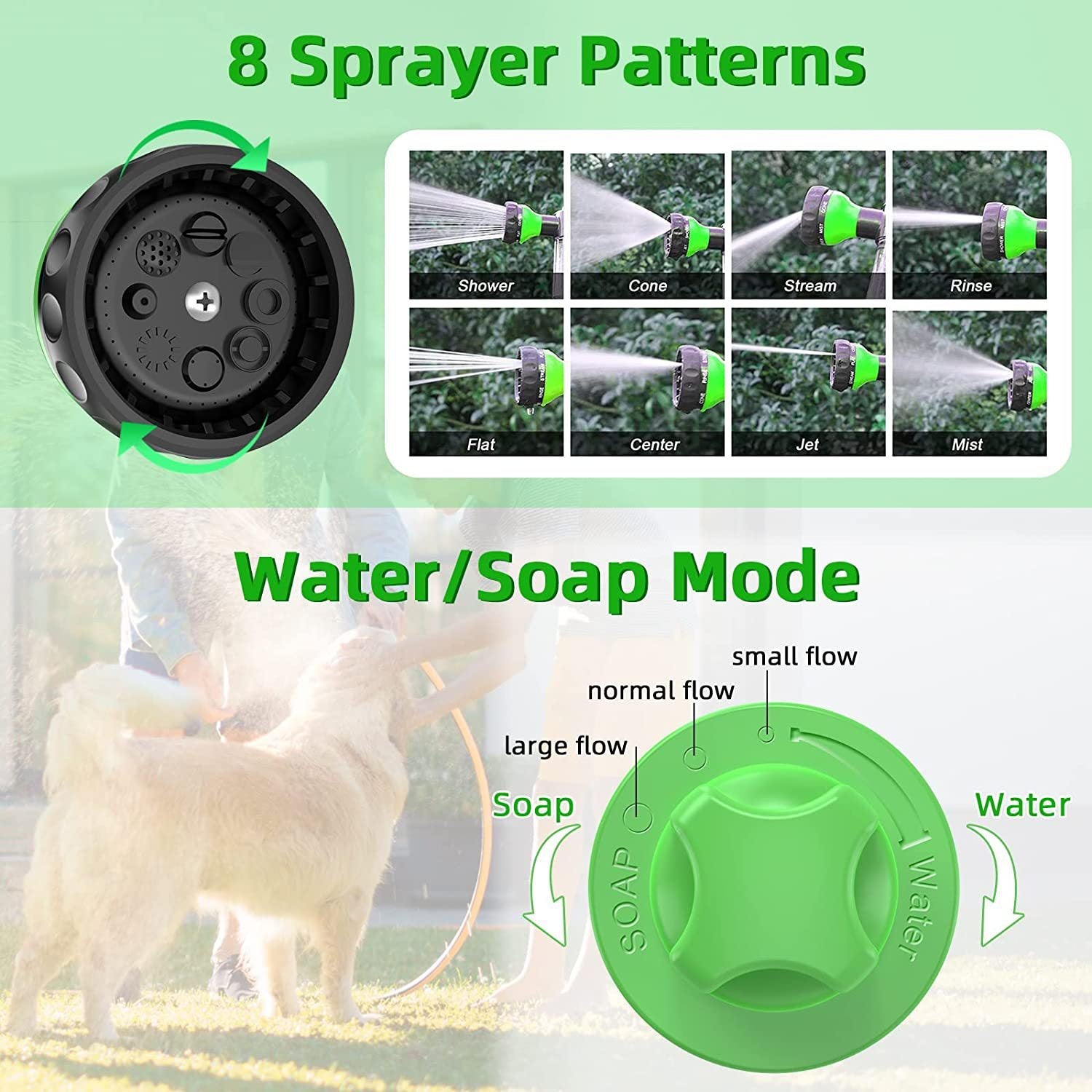 High-Pressure Dog Shower Sprayer & Grooming Brush - Elibark Dog Supplies